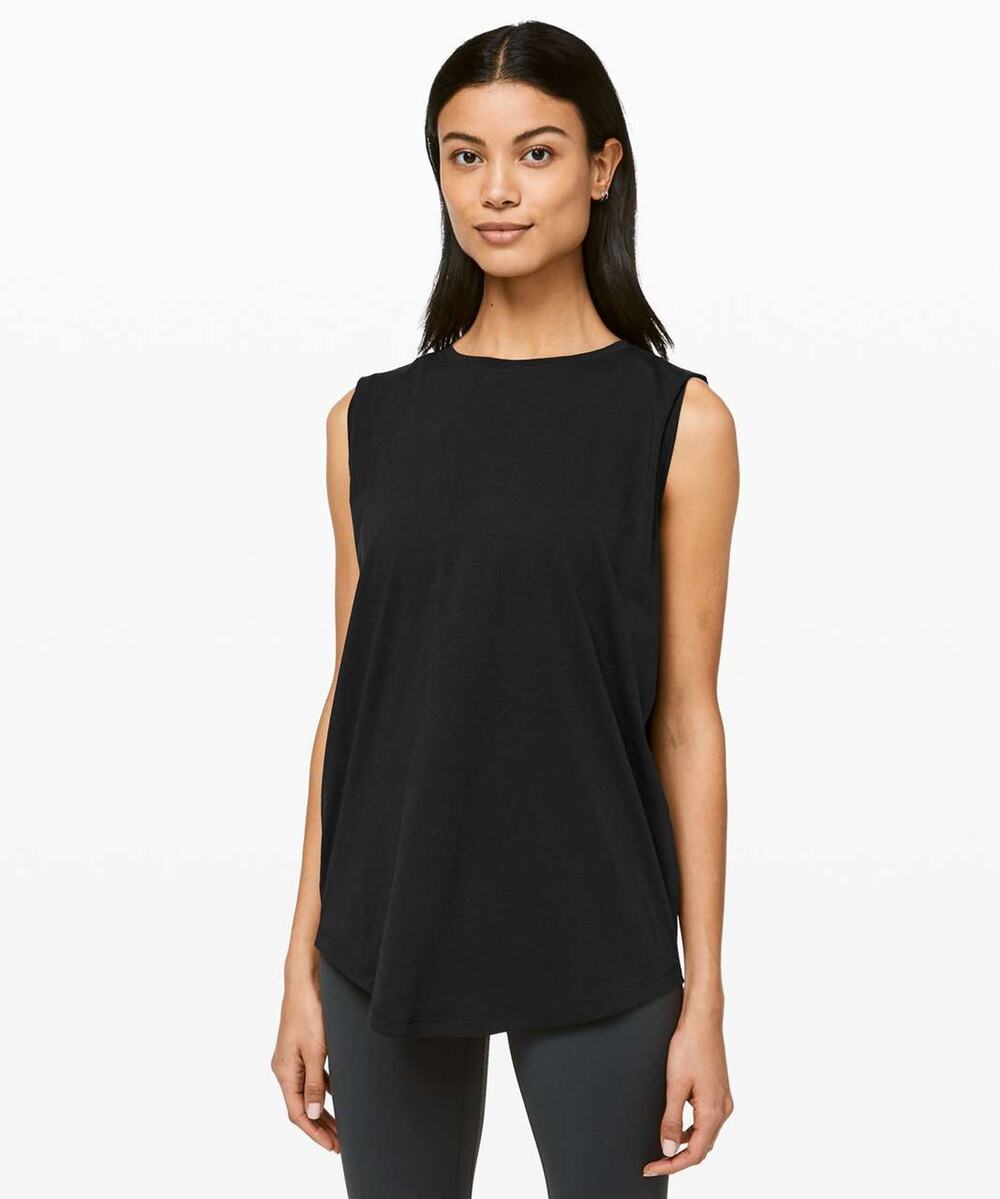 Lululemon Brunswick Pima Cotton Oversized Muscle Tank Top Size 4 in Black